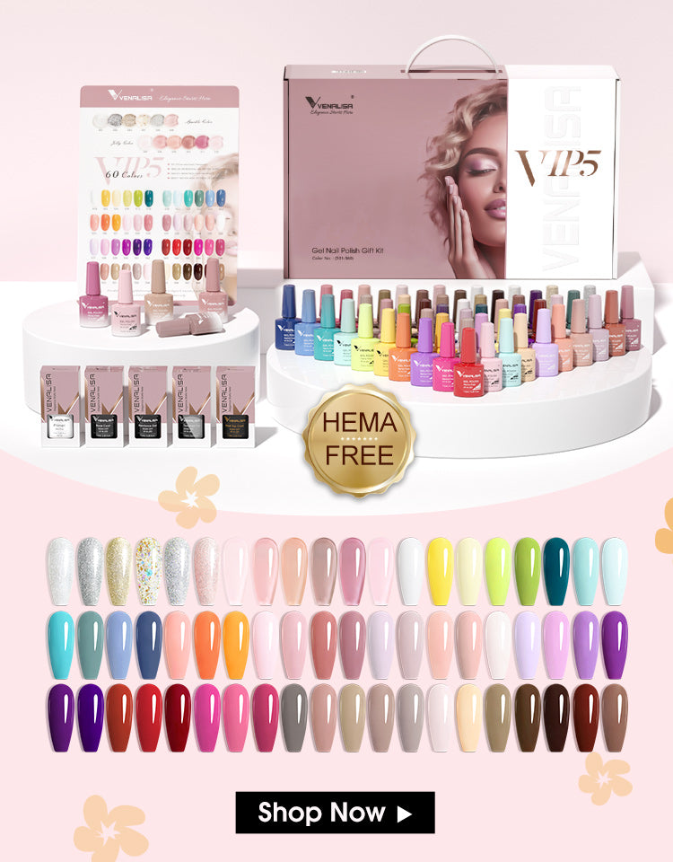 Venalisa Gel-Nagellack-Set, 60 Farben, HEMA-frei, Pastell- und Glitzertöne, Geschenkbox.