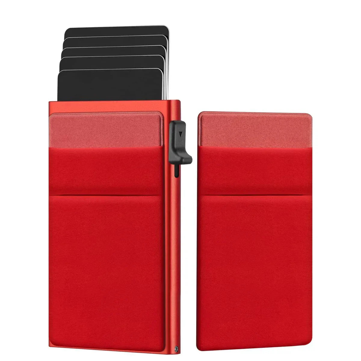 Rote Aluminium-Geldbörse mit Kartenfächern, RFID-Schutz, schlankes Design, Herren-Accessoire.