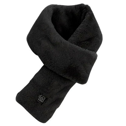 Schwarzer beheizbarer Schal aus Fleece, ideal für kalte Wintertage, modisch und warm.