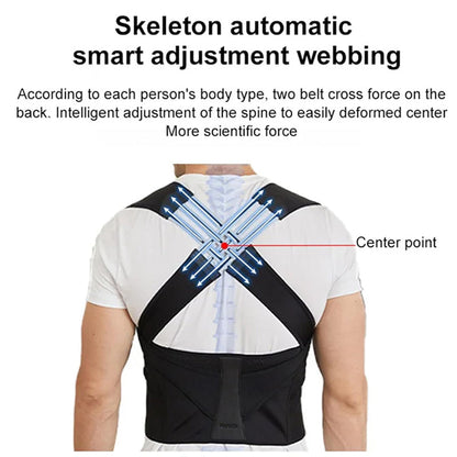 Rückenstützgurt schwarz, ergonomisch, verstellbar, Haltungskorrektur, Unisex.