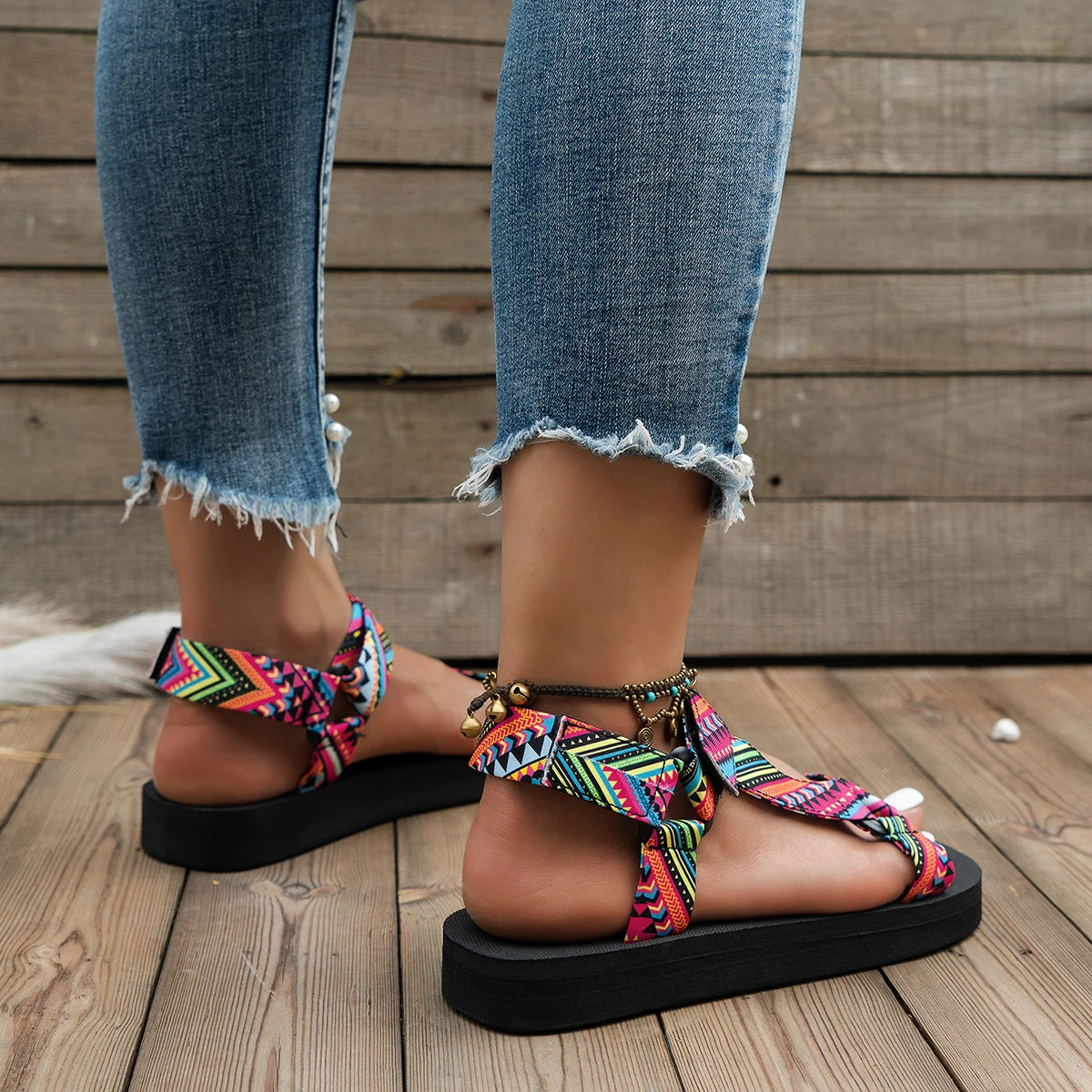 Lätta damsommarsandaler med färgspel – Amélie