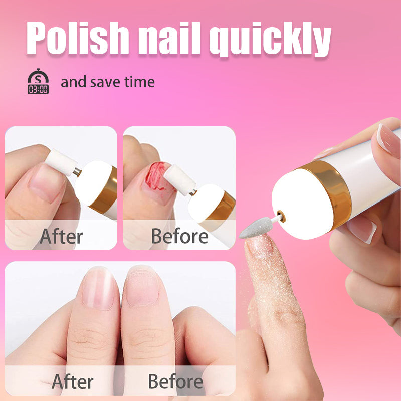 Elektrische Nagelfeile, weiß-gold, für schnelles Polieren und Maniküre, zeitsparend.