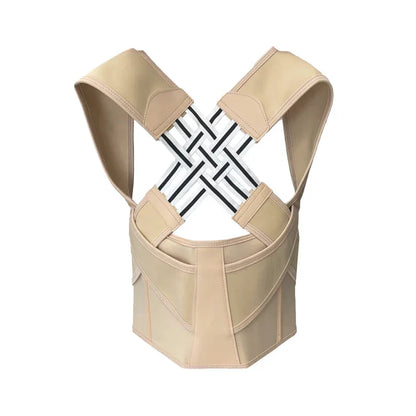 Beiger Rückenstützgürtel für Haltungskorrektur, verstellbar, ergonomisch, Unisex.