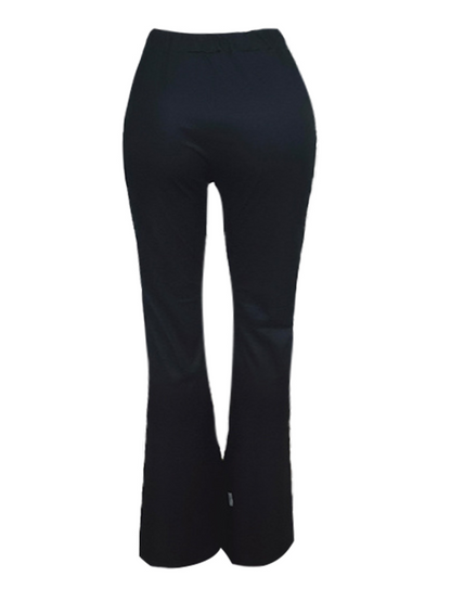 Schwarze Damenhose, Schlaghose, elastisch, modisch, bequem, Freizeitkleidung, elegant.