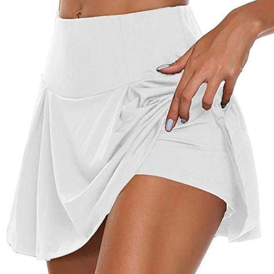 Weiße Tennisrock Damen, atmungsaktiv, elastisch, Sportbekleidung, Sommermode, Fitness.