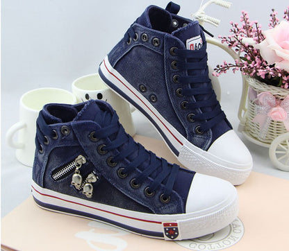 Trendiga Höga Denim Dam Sneakers – Selina