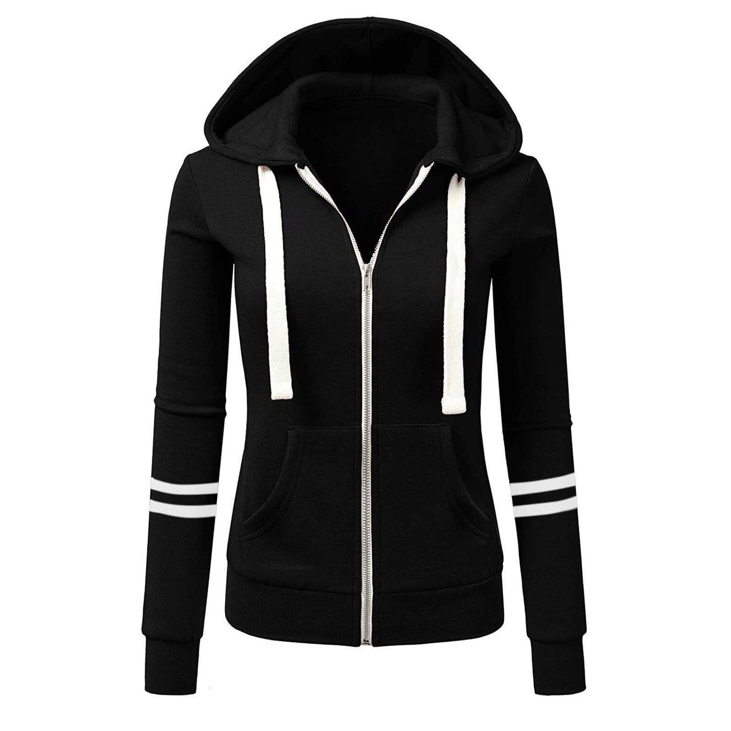 Dam-hoodie med huva och dragkedja i ull – Beatrice