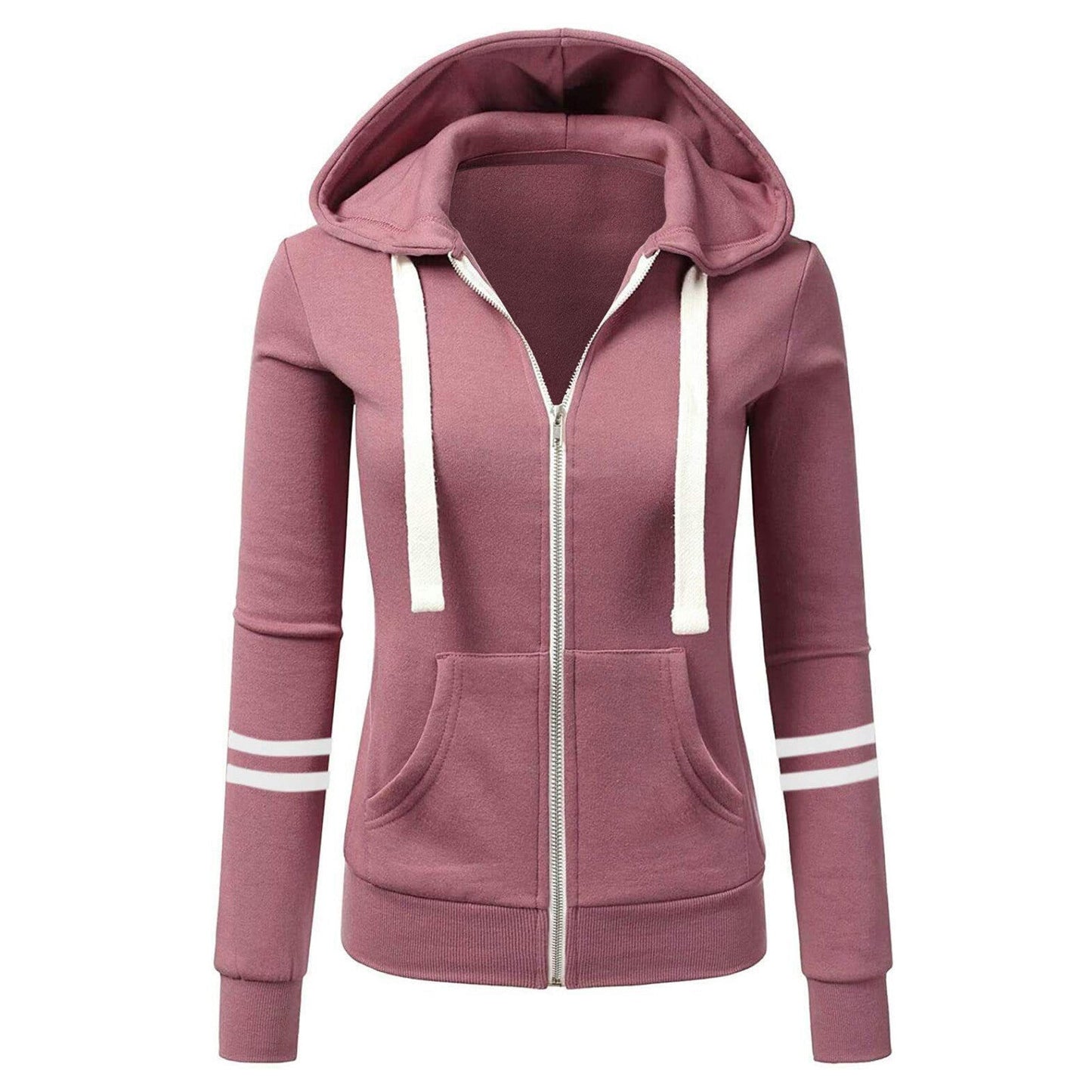Dam-hoodie med huva och dragkedja i ull – Beatrice