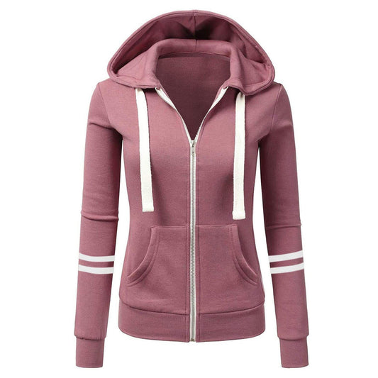 Dam-hoodie med huva och dragkedja i ull – Beatrice