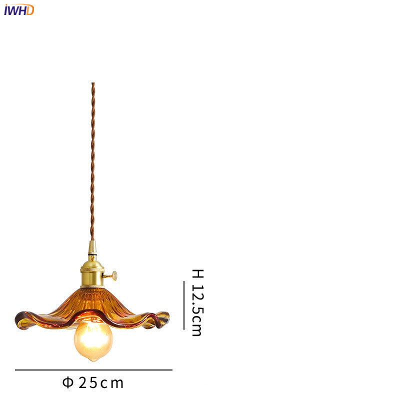 Vintage Pendelleuchte aus Glas, E27 Fassung, 25cm Durchmesser, Retro Design, Wohnzimmerlampe.