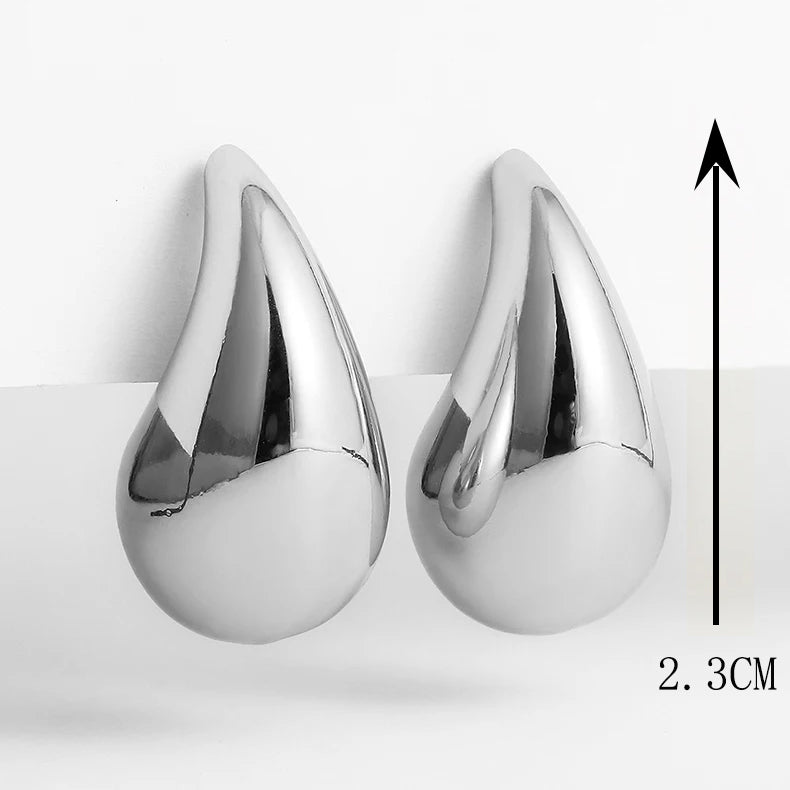 Silberne Tropfen-Ohrringe, glänzend, Edelstahl, 2,3 cm, modisches Schmuckdesign.