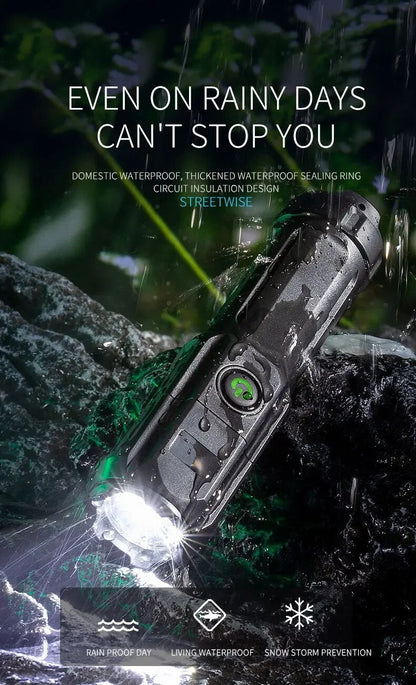 Wasserdichte Taschenlampe, schwarz, robust, LED, Outdoor, Regenwetter, langlebig, Streetwise.