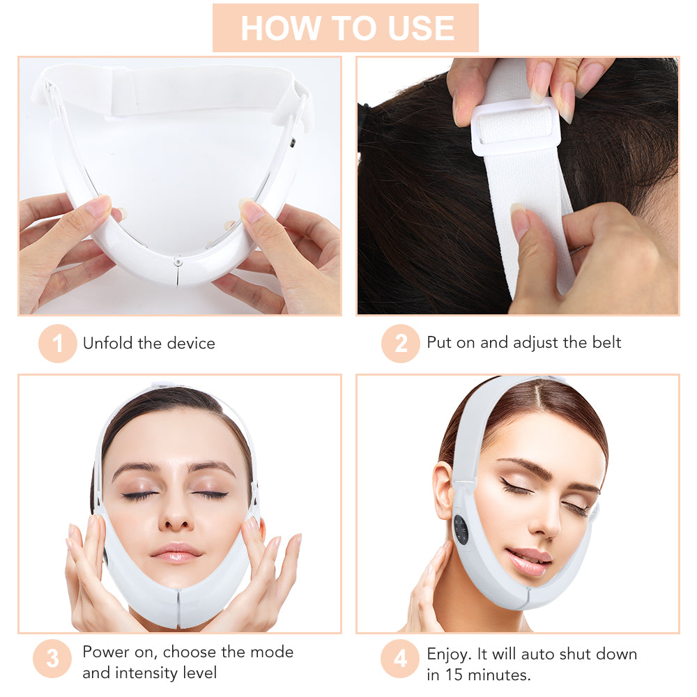 Gesichtsstraffungsgerät, weiß, verstellbar, für Kinn und Wangen, Hautpflege, Anti-Aging.