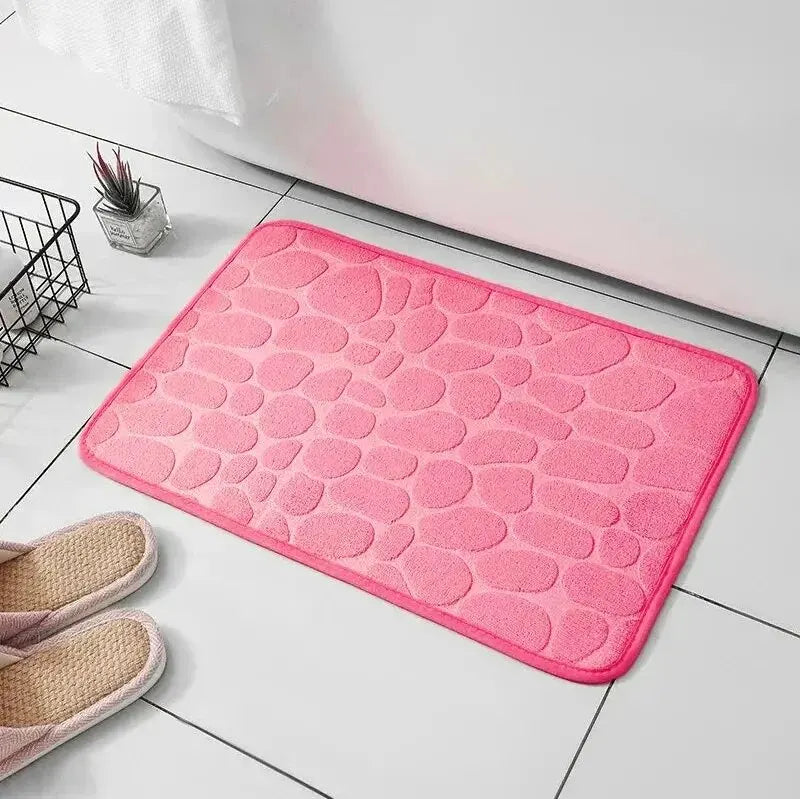 Rosa Badematte rutschfest, saugfähig, Badezimmerteppich, rechteckig, modernes Design.