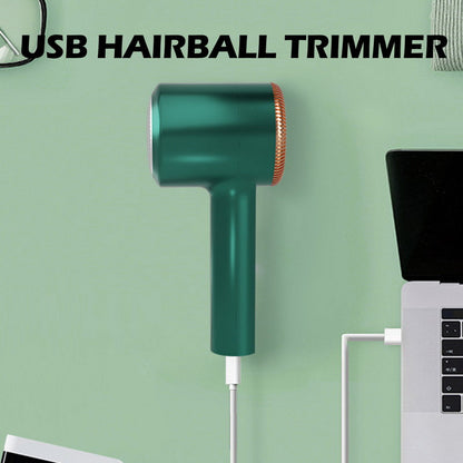 Grüner USB-Fusselrasierer, elektrisch, aufladbar, für Kleidung und Textilien.