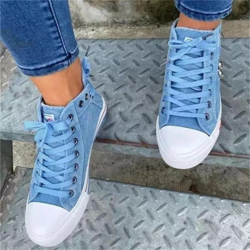 Trendiga Höga Denim Dam Sneakers – Selina
