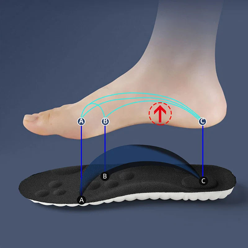 Orthopädische Einlegesohle, Fußgewölbeunterstützung, schwarz, Komfort, Fußgesundheit, Dämpfung.