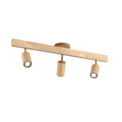 Deckenleuchte Holz dreiflammig, modernes Design, LED-Spot, Wohnzimmerbeleuchtung.
