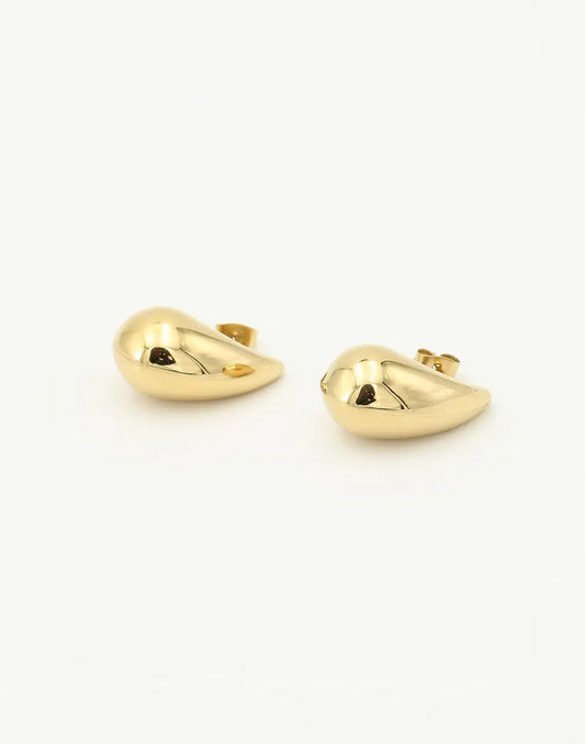 Goldene Tropfen-Ohrringe, 2,5 cm, glänzend, elegantes Design, Modeschmuck, Damenaccessoire.