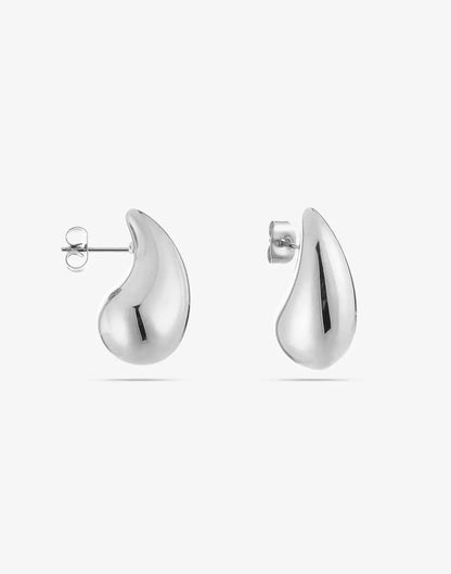 Silberne Tropfen-Ohrringe, 2,5 cm, glänzend, elegantes Design, Schmuck für Damen