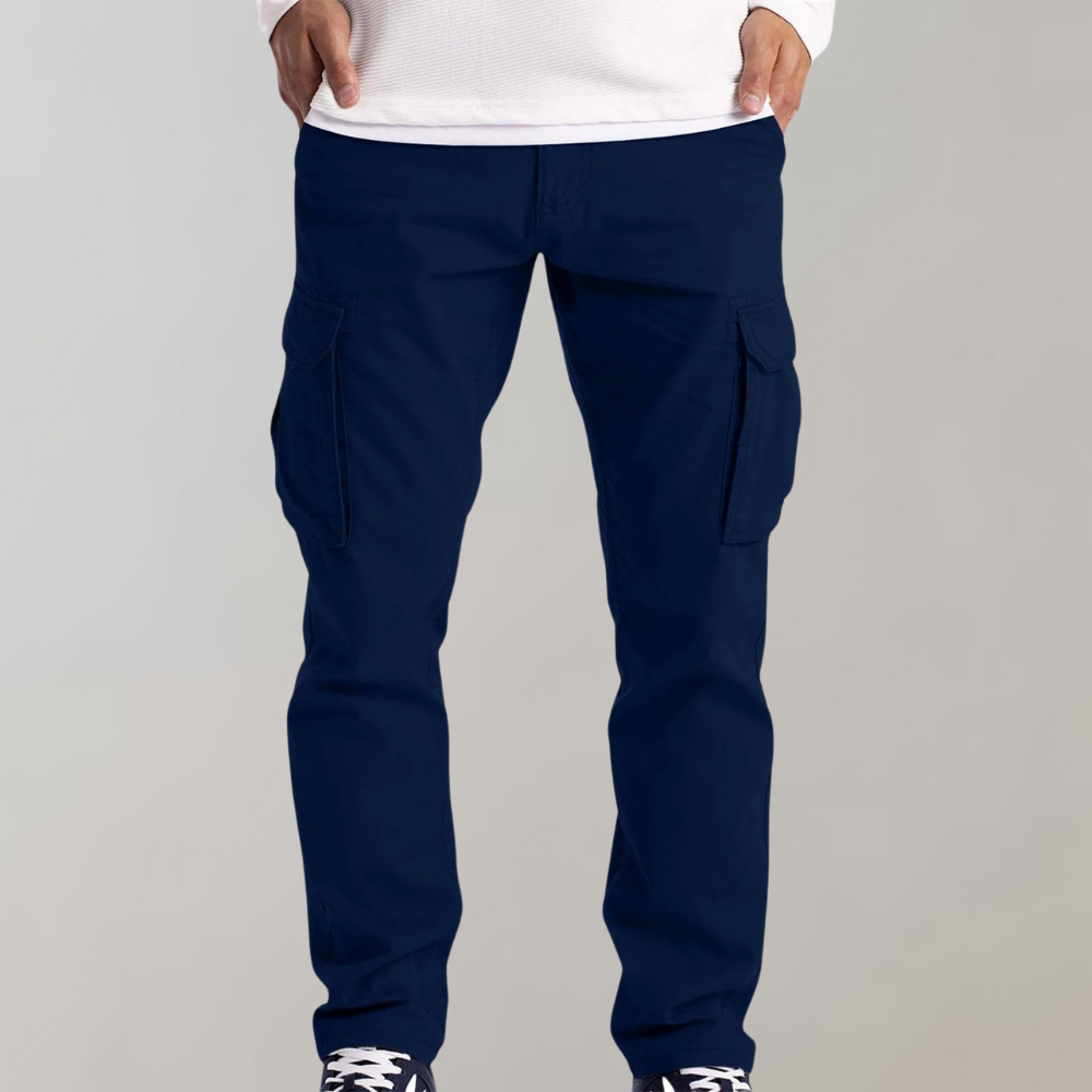 Blau Cargohose Herren, Taschen, Baumwolle, Freizeitkleidung, modisch, bequem, robust.