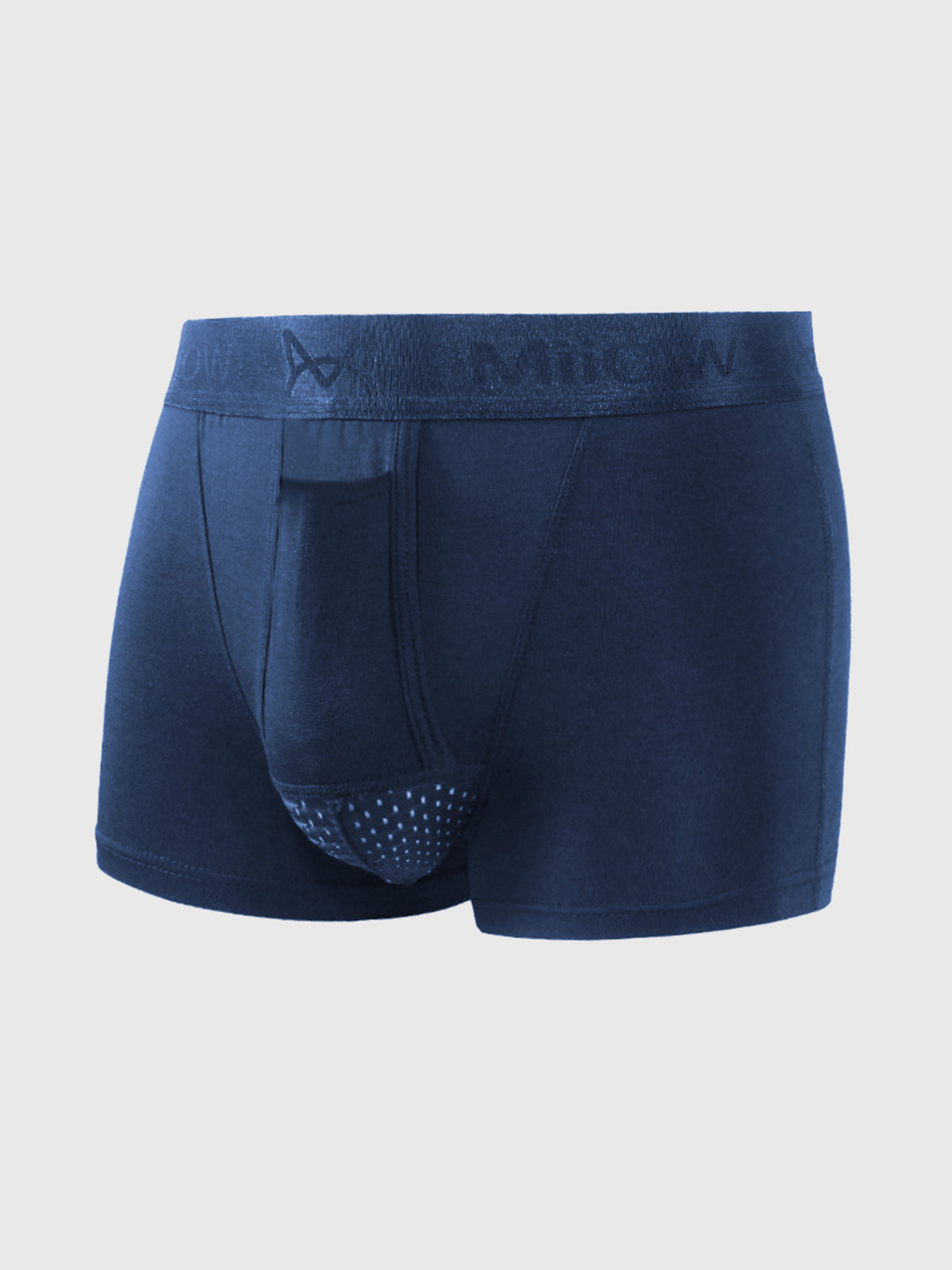 Dunkelblaue Herren-Boxershorts aus Baumwolle, atmungsaktiv, mit elastischem Bund.