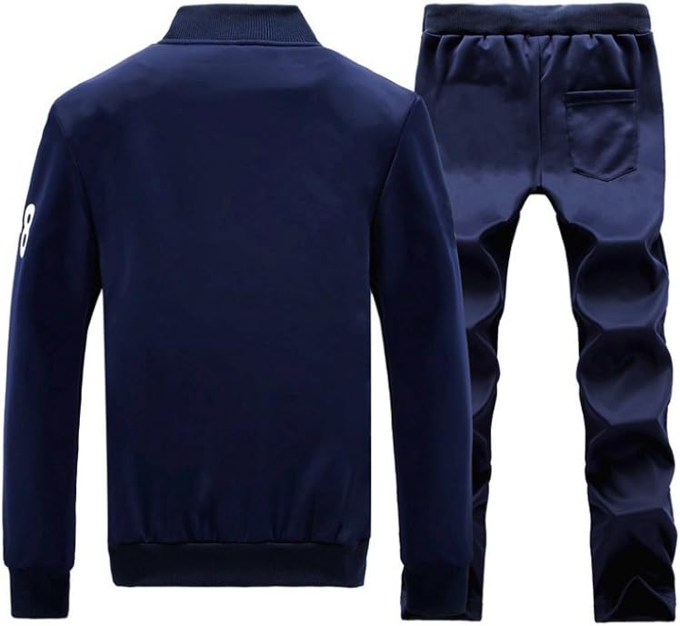 Dunkelblauer Herren-Trainingsanzug, Jacke und Hose, Sportbekleidung, bequem, modisch.