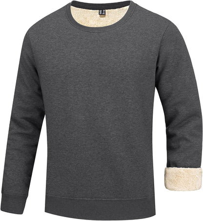 Dunkelgrauer Herrenpullover mit Fleecefutter, langärmelig, warm, bequem, modisch.