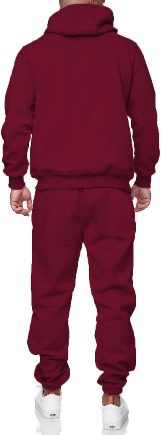 Bordeauxfarbener Herren-Trainingsanzug, Kapuzenpullover und Jogginghose, sportlich, bequem.