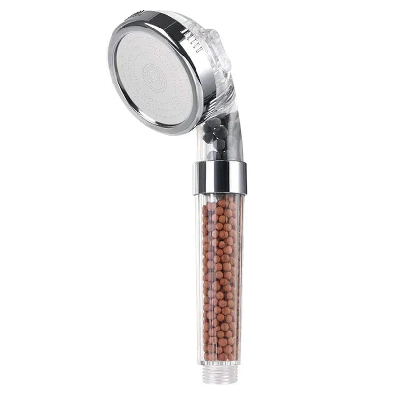 Duschkopf mit Mineralperlen, transparent, Wasserfilter, Spa-Effekt, abnehmbar, umweltfreundlich