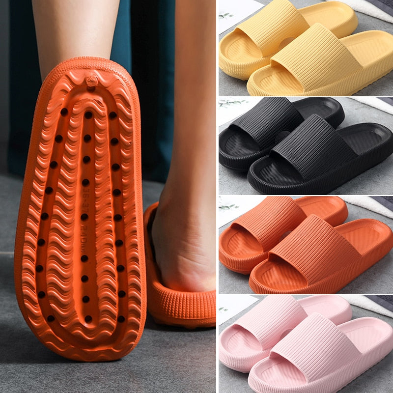 Bunte Badeschlappen für Damen und Herren, rutschfest, in Gelb, Schwarz, Orange, Rosa.