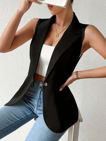 Hösttrendiga ärmlösa blazers med knappp detaljer - Yara