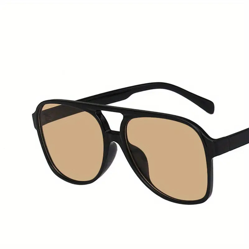 Schwarze Sonnenbrille mit braunen Gläsern, Unisex, modisch, UV-Schutz, Kunststoffrahmen.