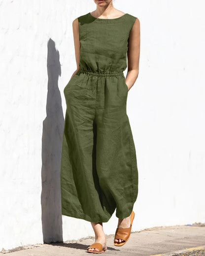 Ärmlös jumpsuit med vida ben – Aurelia
