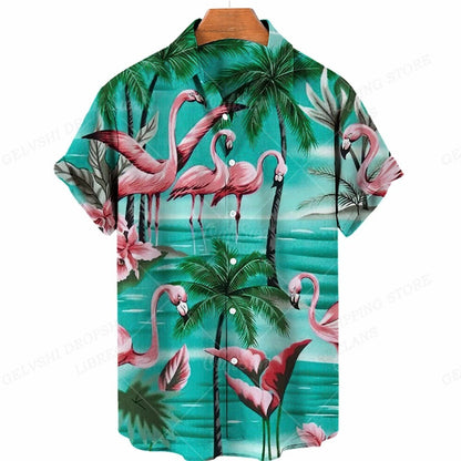 Tropisk 3D-flamingoskjorta – Kai