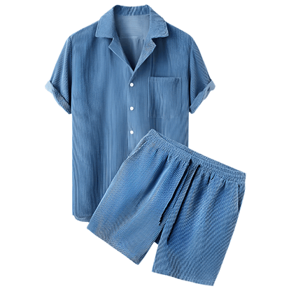 Set med velourshorts för herrar – stiligt och bekvämt för sommaren.