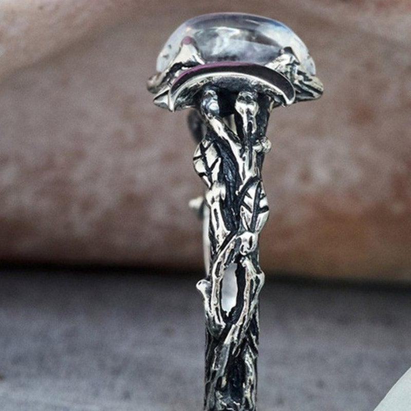 Silberring mit Kristall, filigranes Design, handgefertigt, Schmuck für Damen, Vintage-Stil