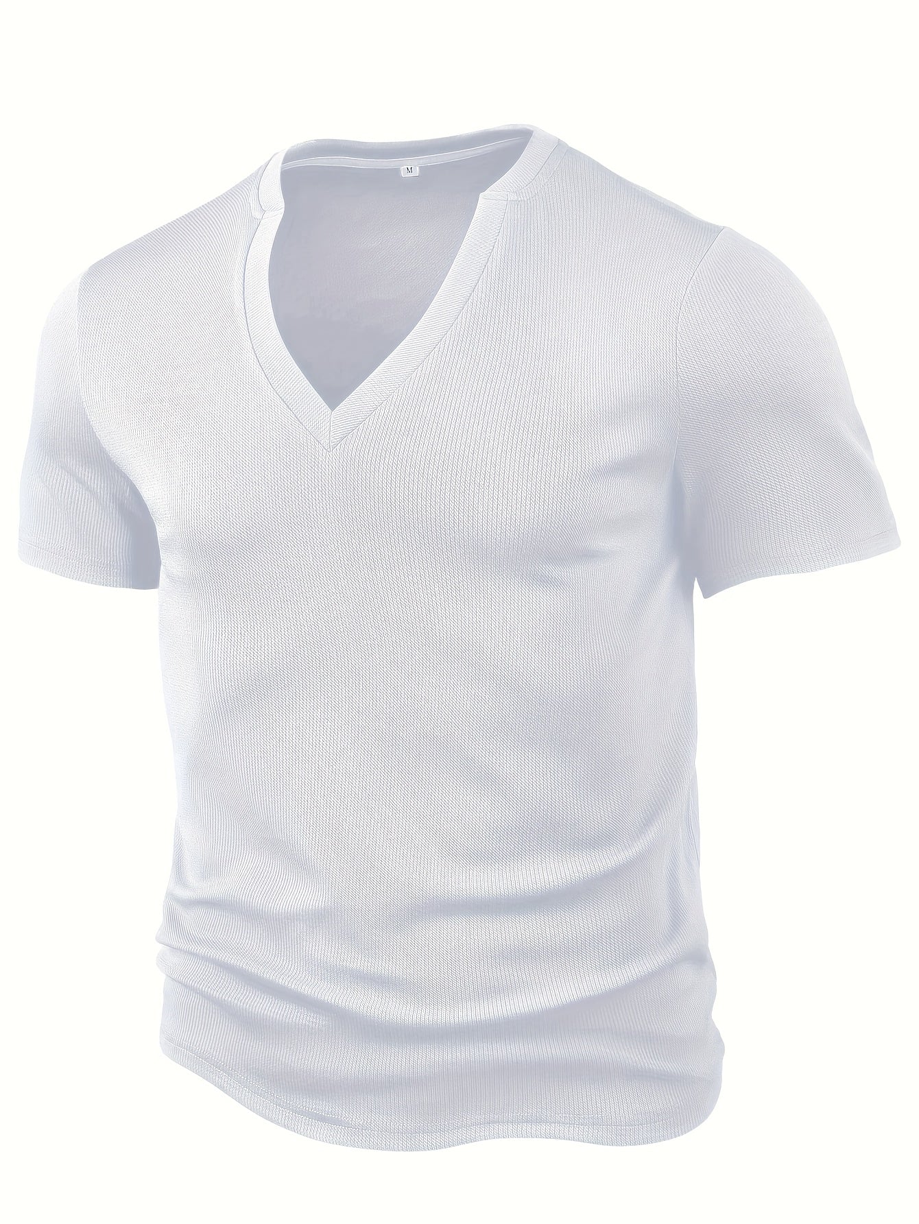Herr T-shirt med djup V-ringning och struktur – Rafael