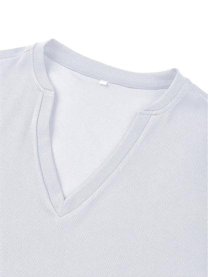 Herr T-shirt med djup V-ringning och struktur – Rafael