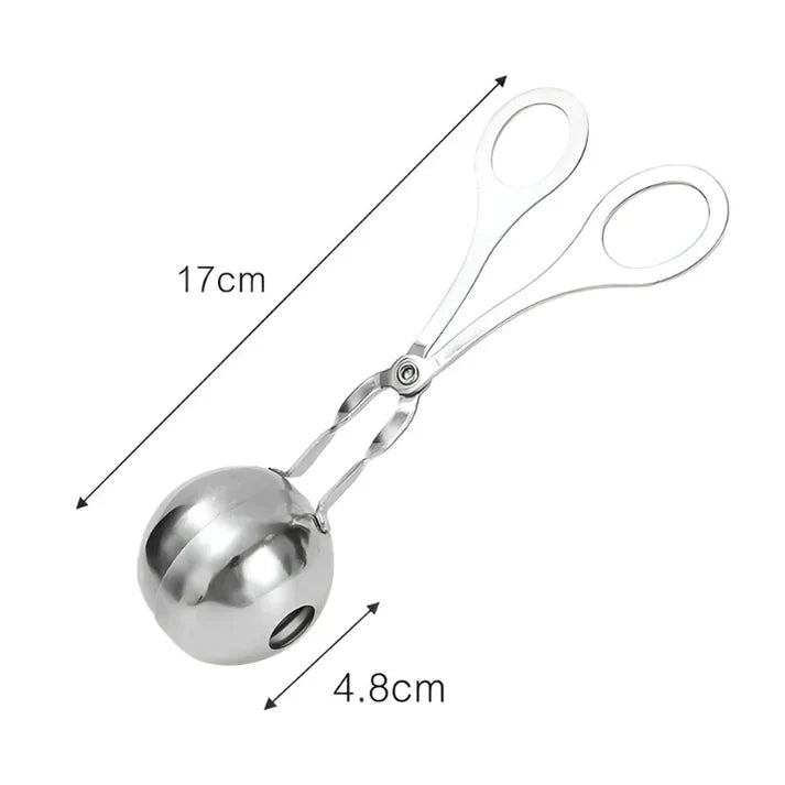 Edelstahl Fleischbällchenzange, 17cm, silber, Küchenzubehör, Fleischbällchenformer, langlebig