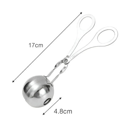 Edelstahl Fleischbällchenzange, 17cm, silber, Küchenzubehör, Fleischbällchenformer, langlebig