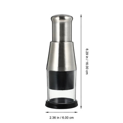Edelstahl Gewürzmühle, manuell, transparent, 16 cm hoch, ideal für Küche, Gewürze mahlen.
