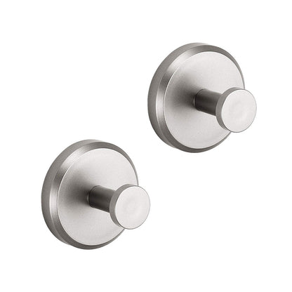 Zwei runde Edelstahl-Wandhaken, modern, silber, für Badezimmer oder Küche.