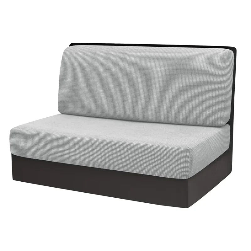 Graues Sofa mit schwarzem Holzrahmen, modernes Design, Polstermöbel für Wohnzimmer.