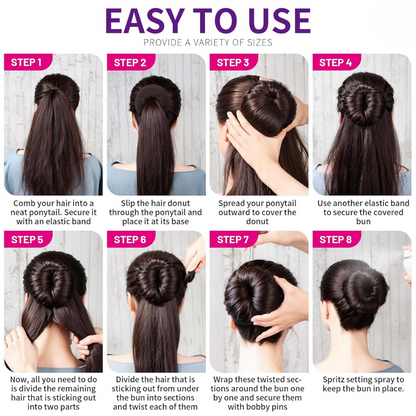 Anleitung Haarstyling Dutt, Schritt-für-Schritt, einfach, elastisches Band, Haardonut, Frauenfrisur