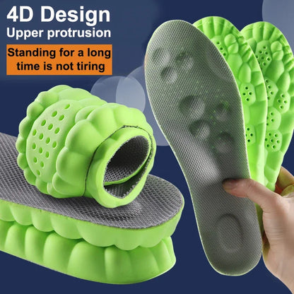 Grüne 4D-Einlegesohlen, ergonomisch, stoßdämpfend, für langes Stehen, Komfort.