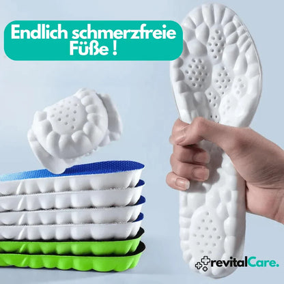 Weiße orthopädische Schuheinlagen, ergonomisch, für schmerzfreie Füße, RevitalCare.
