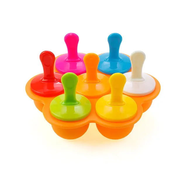 Bunte Eisformen aus Silikon, 6-teilig, für selbstgemachtes Eis am Stiel, BPA-frei.