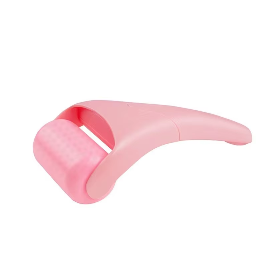 Rosa Gesichts-Eisroller, Kunststoff, Hautpflege, Massagegerät, Anti-Aging, Entspannung.