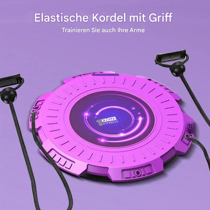 Lila elastische Fitness-Kordel mit Griffen, ideal für Armtraining und Muskelaufbau.